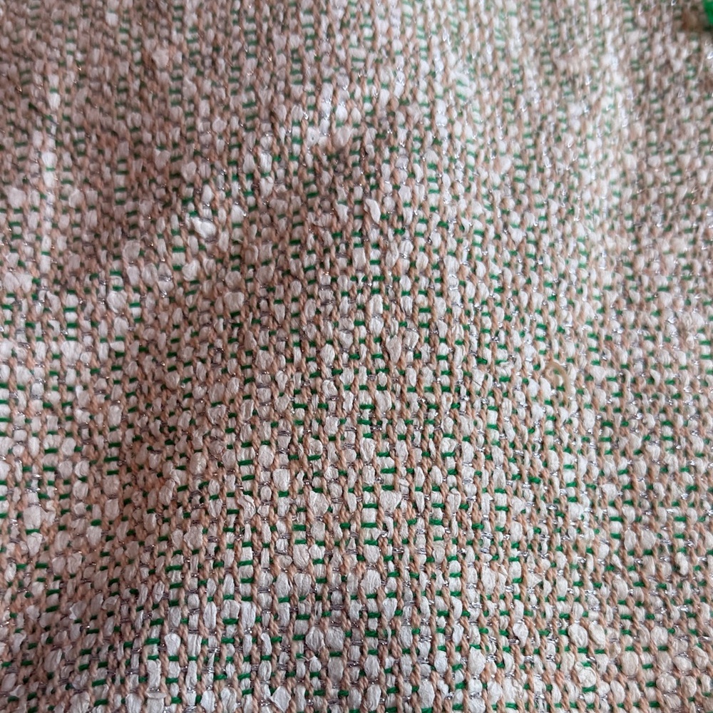 J. Crew Women's Cream Green Trim Tweed Mini Skirt Lined Back Zip Size 00 - Picture 5 of 15